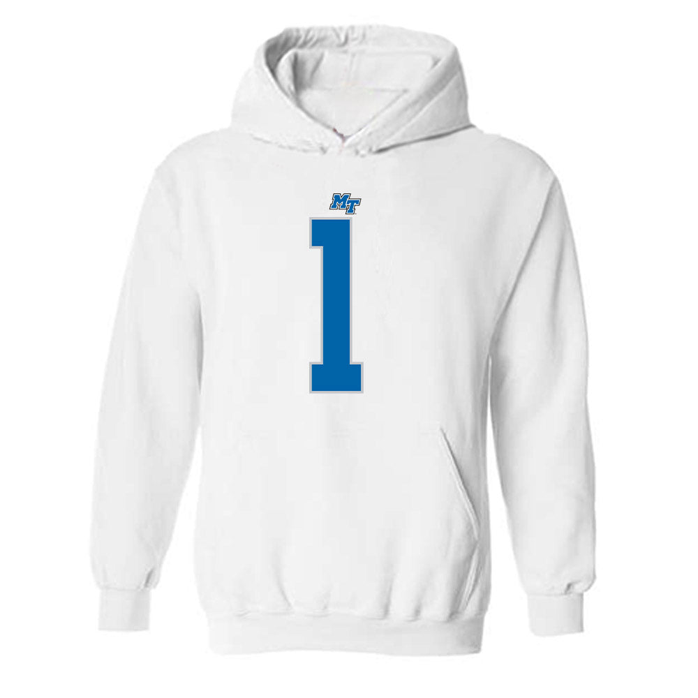 MTSU - NCAA Football : Teldrick Ross - White Replica Shersey Hooded Sweatshirt