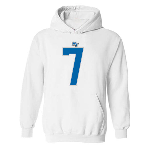 MTSU - NCAA Football : Zeke Rankin - White Replica Shersey Hooded Sweatshirt