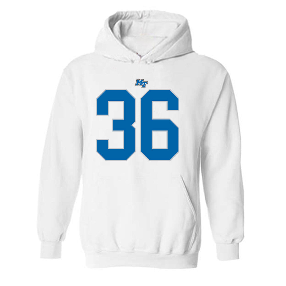 MTSU - NCAA Football : Justus Chadwick - White Replica Shersey Hooded Sweatshirt