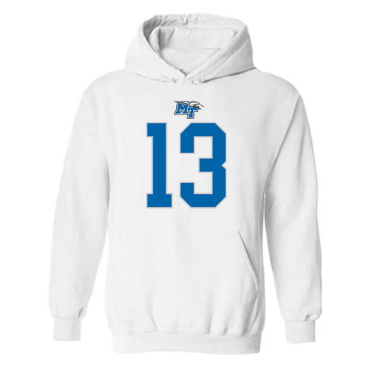 MTSU - NCAA Football : Javonte Sherman - White Replica Shersey Hooded Sweatshirt