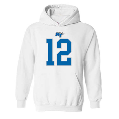 MTSU - NCAA Football : Jalen Davis - White Replica Shersey Hooded Sweatshirt