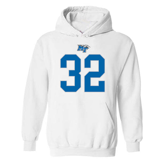 MTSU - NCAA Football : Jekail Middlebrook - White Replica Shersey Hooded Sweatshirt