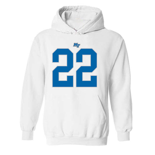 MTSU - NCAA Football : Chris Johnson - White Replica Shersey Hooded Sweatshirt