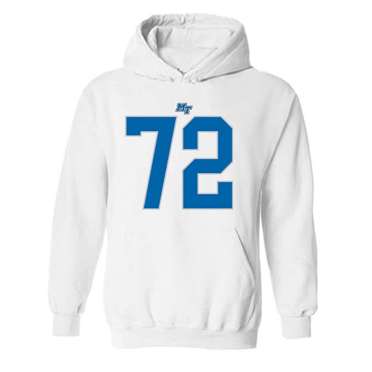 MTSU - NCAA Football : Morgan Scott - White Replica Shersey Hooded Sweatshirt