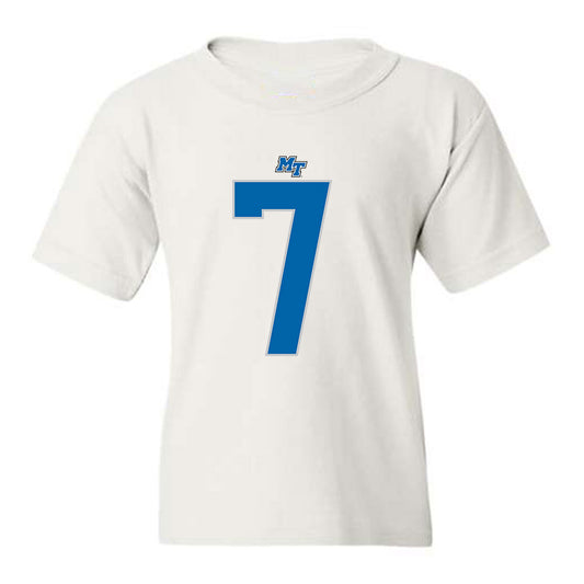 MTSU - NCAA Football : Zeke Rankin - White Replica Shersey Youth T-Shirt