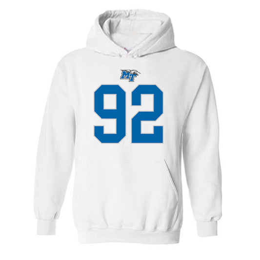 MTSU - NCAA Football : Damonte Smith - White Replica Shersey Hooded Sweatshirt