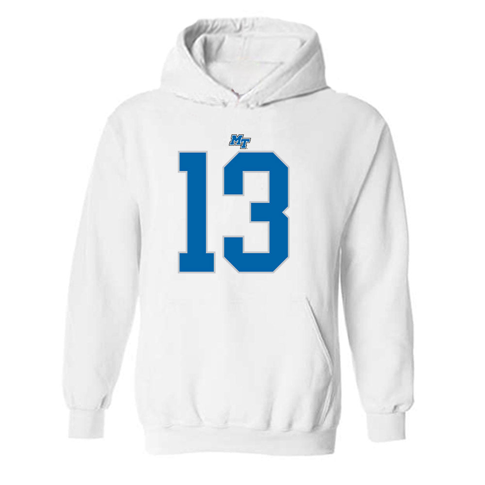 MTSU - NCAA Football : Javonte Sherman - White Replica Shersey Hooded Sweatshirt