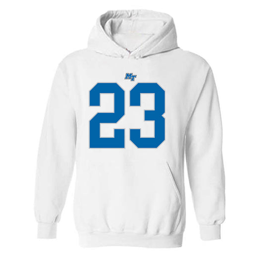 MTSU - NCAA Football : Jalen Jackson - White Replica Shersey Hooded Sweatshirt