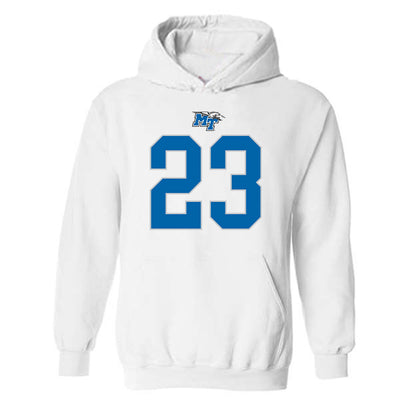 MTSU - NCAA Football : Jalen Jackson - White Replica Shersey Hooded Sweatshirt