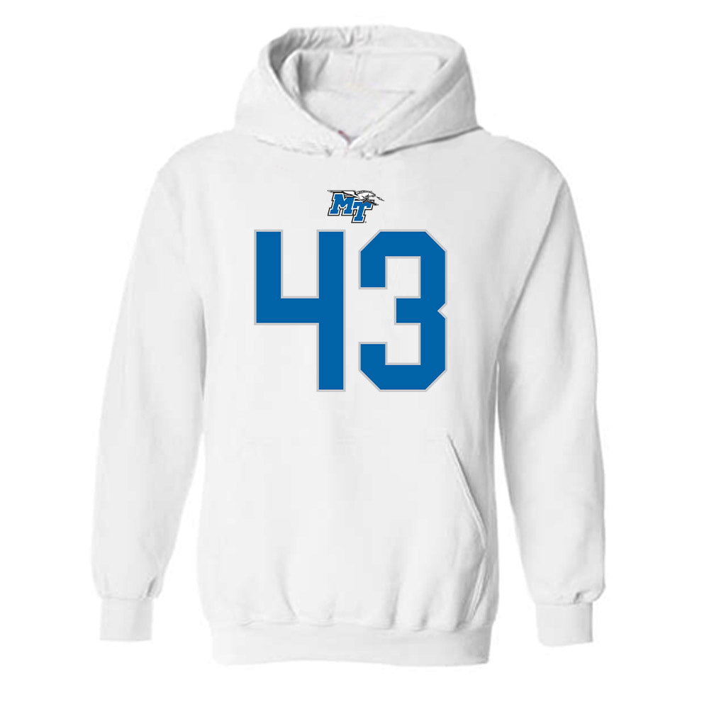 MTSU - NCAA Football : Markel James - White Replica Shersey Hooded Sweatshirt