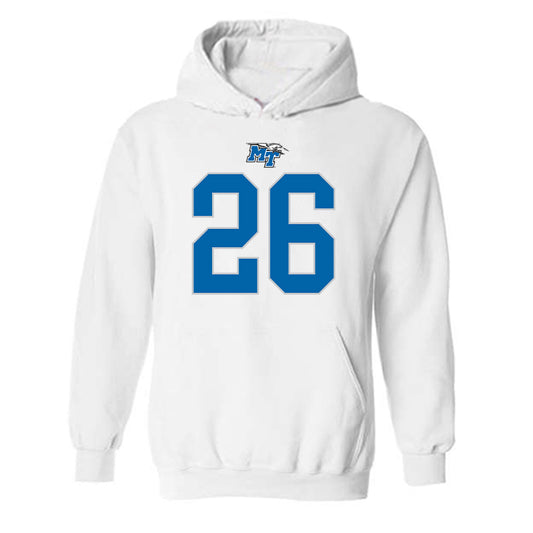 MTSU - NCAA Football : Jayce Gardner - White Replica Shersey Hooded Sweatshirt