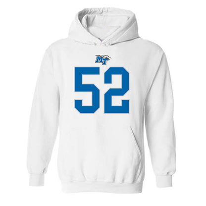 MTSU - NCAA Football : Muaaz Byard - White Replica Shersey Hooded Sweatshirt