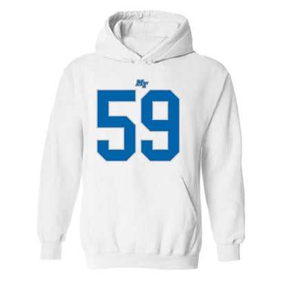 MTSU - NCAA Football : Jacob Jackson - White Replica Shersey Hooded Sweatshirt