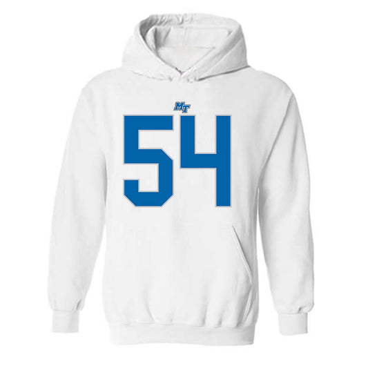 MTSU - NCAA Football : Connor Dougherty - White Replica Shersey Hooded Sweatshirt