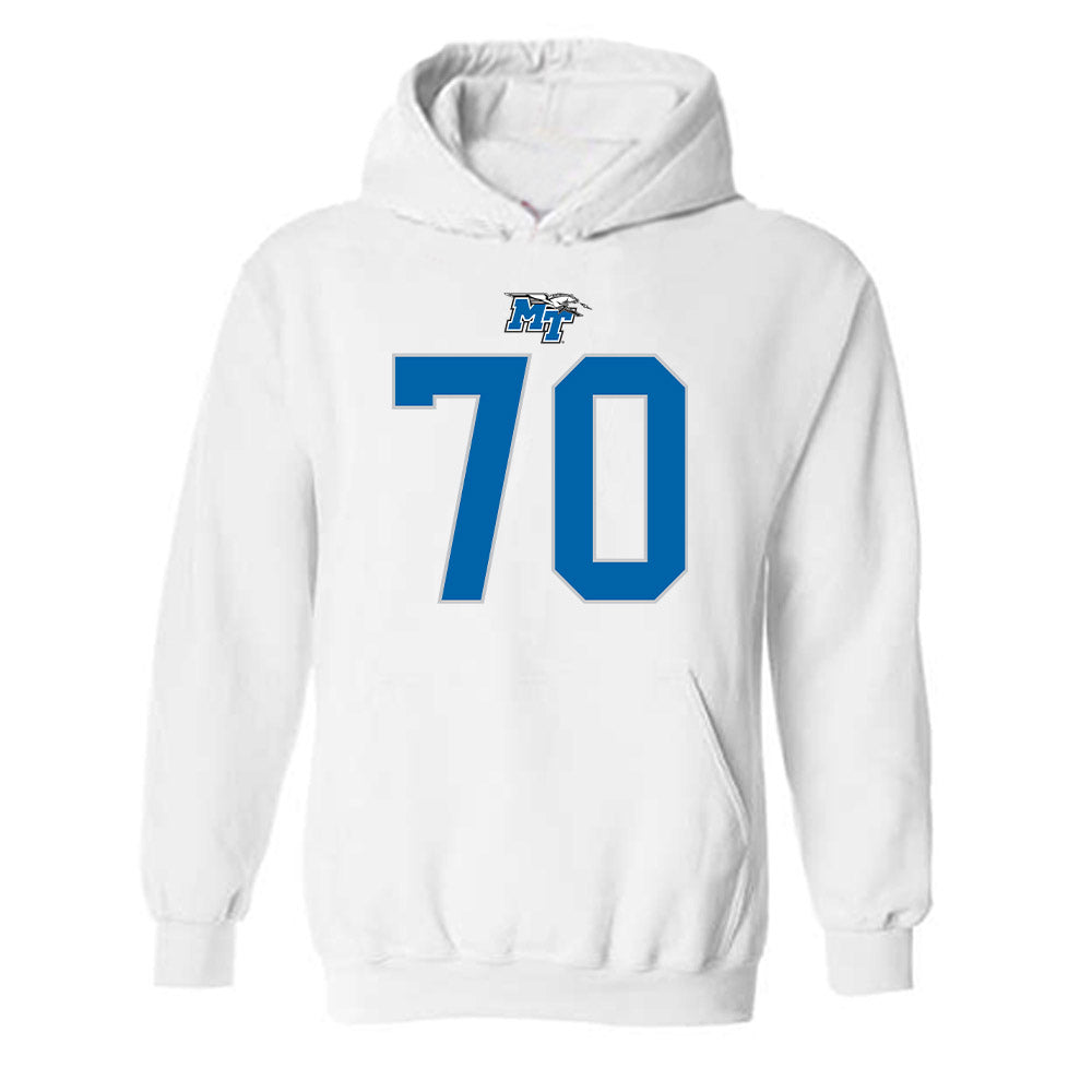 MTSU - NCAA Football : Isaac Rue - White Replica Shersey Hooded Sweatshirt