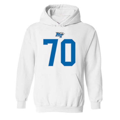MTSU - NCAA Football : Isaac Rue - White Replica Shersey Hooded Sweatshirt