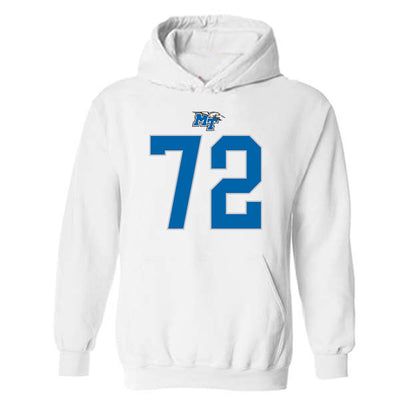 MTSU - NCAA Football : Morgan Scott - White Replica Shersey Hooded Sweatshirt