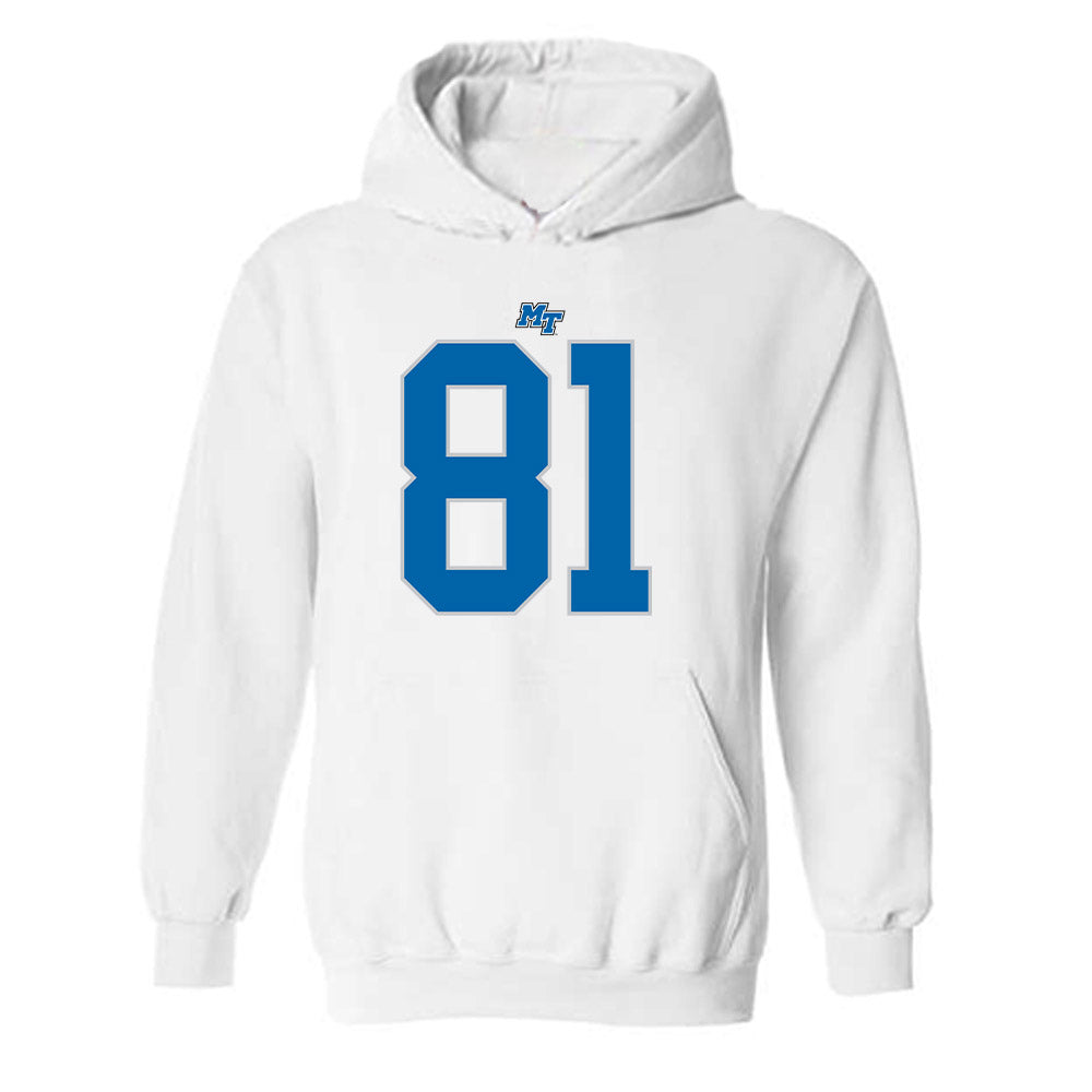 MTSU - NCAA Football : Mitchell Howell - White Replica Shersey Hooded Sweatshirt