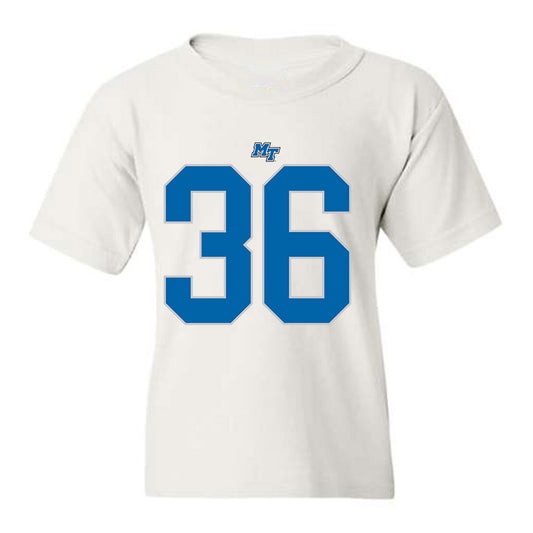 MTSU - NCAA Football : Justus Chadwick - White Replica Shersey Youth T-Shirt