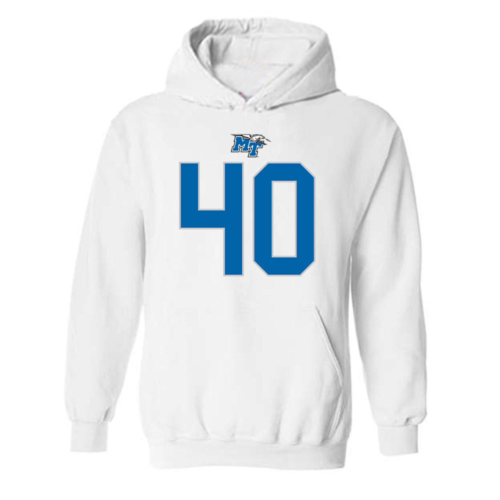 MTSU - NCAA Football : Anthony Bynum - White Replica Shersey Hooded Sweatshirt