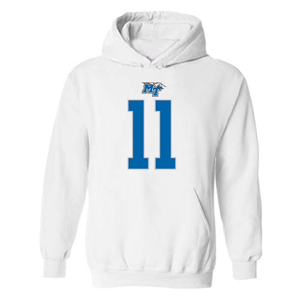 MTSU - NCAA Football : Nicholas Vattiato - White Replica Shersey Hooded Sweatshirt