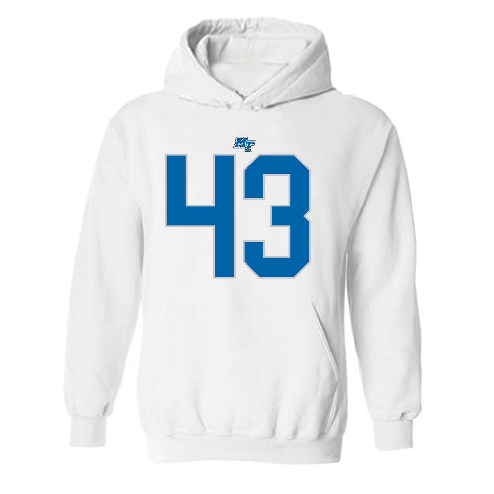 MTSU - NCAA Football : Markel James - White Replica Shersey Hooded Sweatshirt