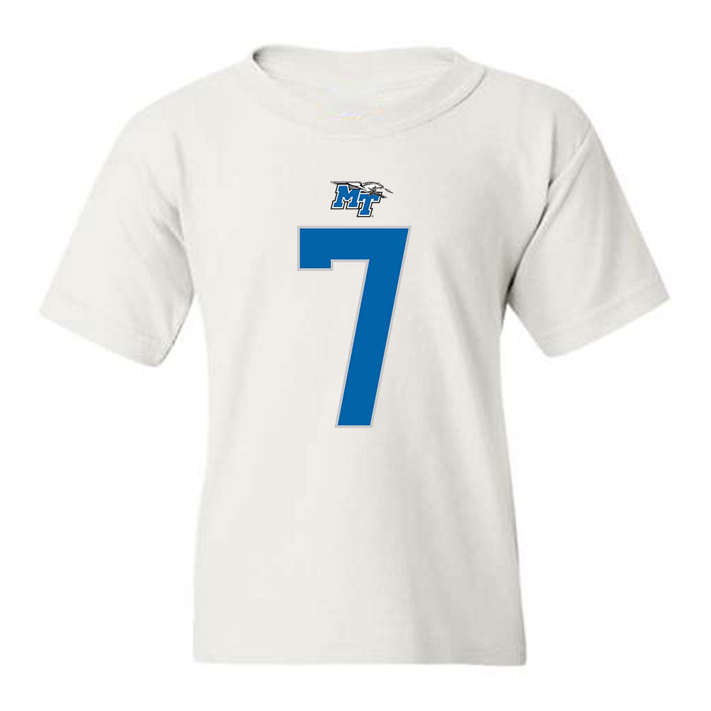 MTSU - NCAA Football : Zeke Rankin - White Replica Shersey Youth T-Shirt