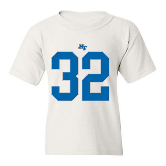 MTSU - NCAA Football : Jekail Middlebrook - White Replica Shersey Youth T-Shirt