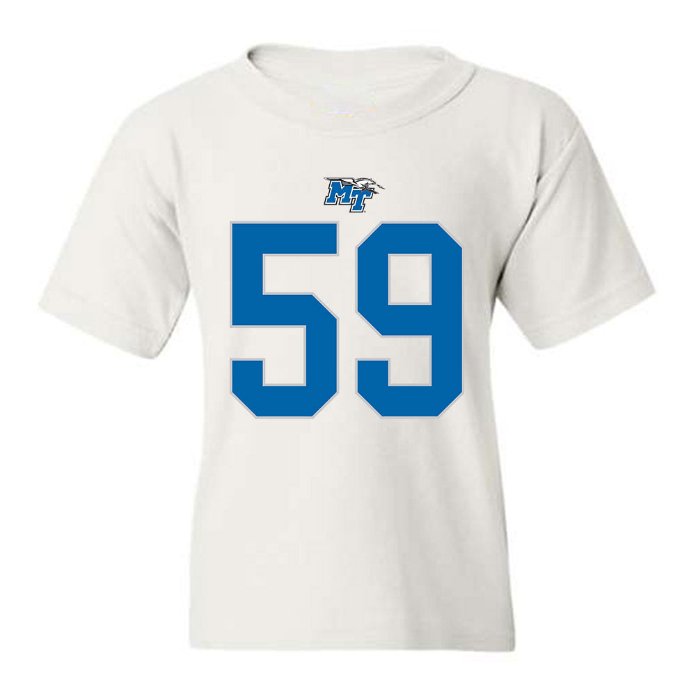 MTSU - NCAA Football : Jacob Jackson - White Replica Shersey Youth T-Shirt