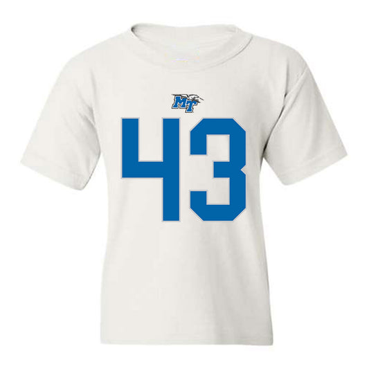 MTSU - NCAA Football : Markel James - White Replica Shersey Youth T-Shirt