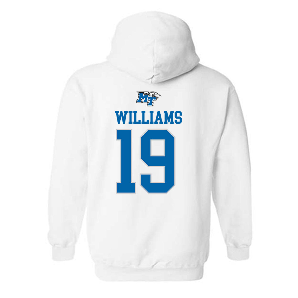 MTSU - NCAA Women's Soccer : Skylar Williams - White Replica Shersey Hooded Sweatshirt