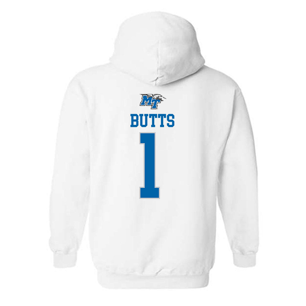 MTSU - NCAA Women's Soccer : Calais Butts - White Replica Shersey Hooded Sweatshirt