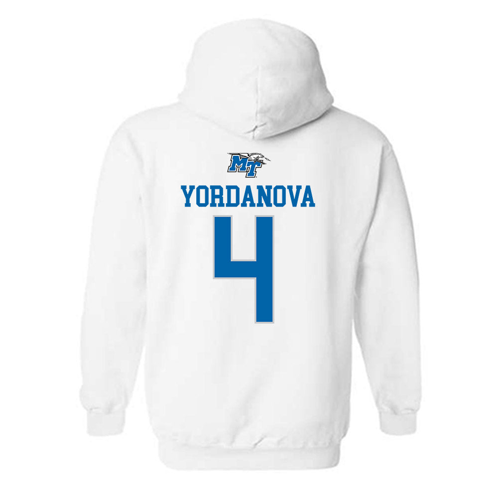 MTSU - NCAA Women's Soccer : Yana Yordanova - White Replica Shersey Hooded Sweatshirt