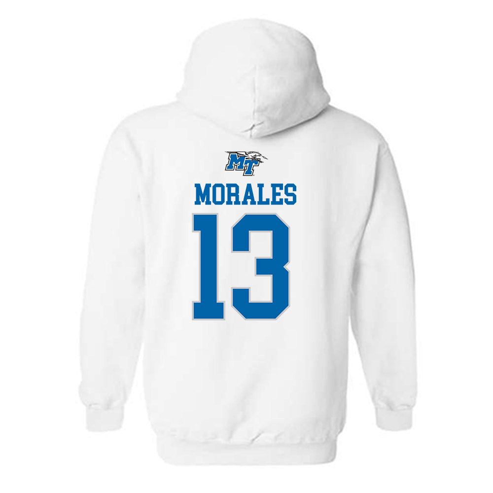 MTSU - NCAA Women's Soccer : Presley Morales - White Replica Shersey Hooded Sweatshirt