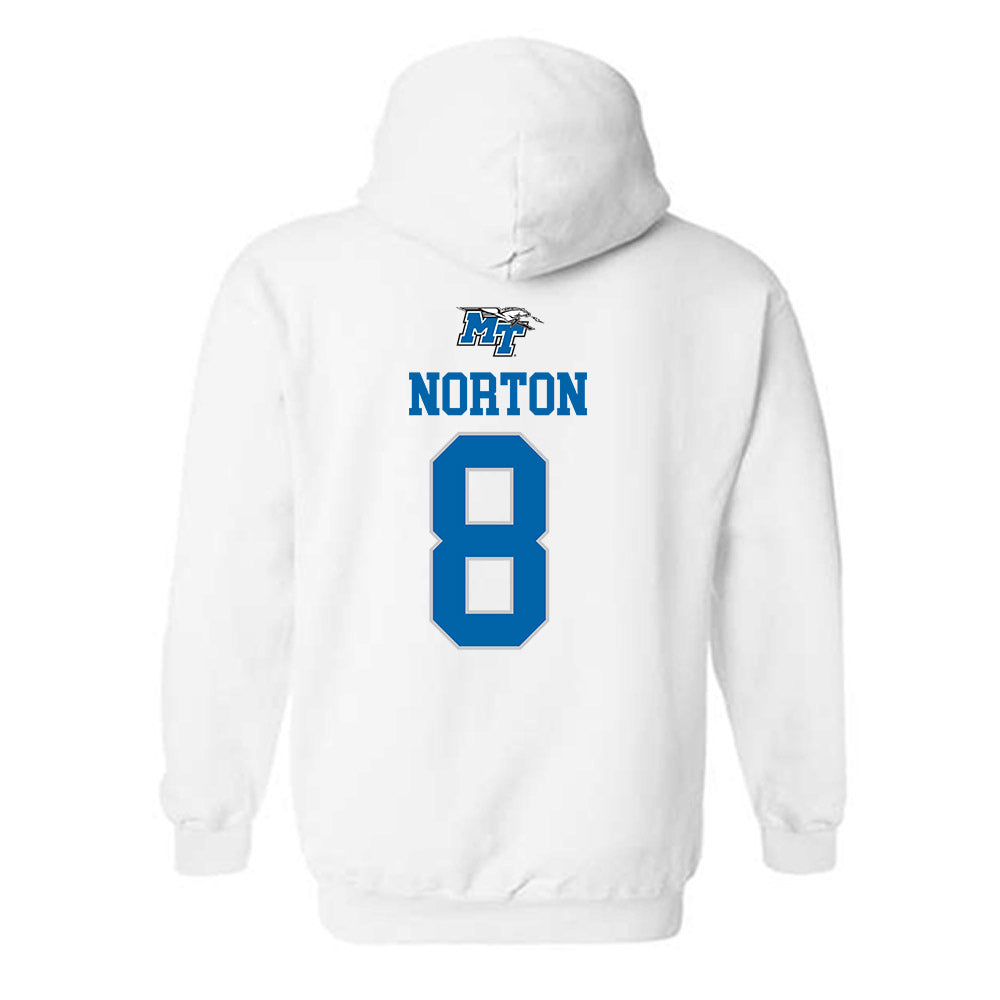 MTSU - NCAA Women's Soccer : Olivia Norton - White Replica Shersey Hooded Sweatshirt