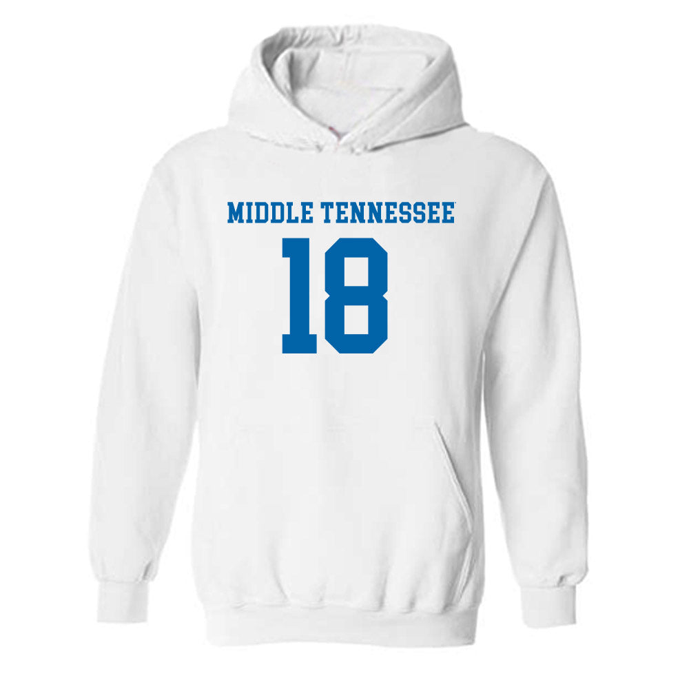 MTSU - NCAA Women's Soccer : Gabriela Shegota - White Replica Shersey Hooded Sweatshirt
