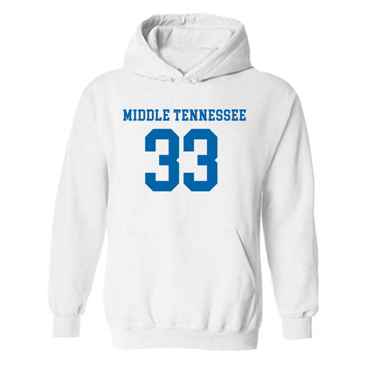 MTSU - NCAA Women's Soccer : Lauren Spaanstra - White Replica Shersey Hooded Sweatshirt