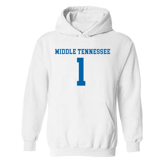 MTSU - NCAA Women's Soccer : Calais Butts - White Replica Shersey Hooded Sweatshirt