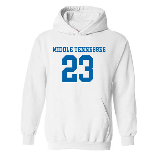 MTSU - NCAA Women's Soccer : Faith Adje - White Replica Shersey Hooded Sweatshirt