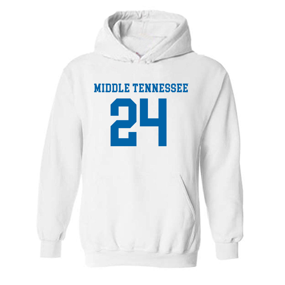 MTSU - NCAA Women's Soccer : Sascha Nielsen - White Replica Shersey Hooded Sweatshirt