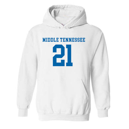 MTSU - NCAA Women's Soccer : Delaney Thomas - White Replica Shersey Hooded Sweatshirt