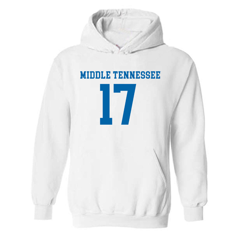 MTSU - NCAA Women's Soccer : Kaitlyn Butcher - White Replica Shersey Hooded Sweatshirt