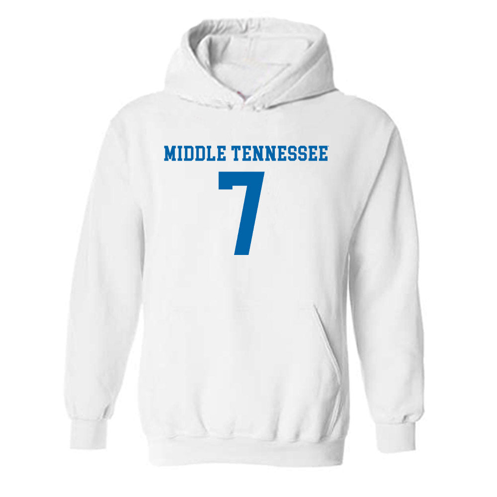 MTSU - NCAA Women's Soccer : Taijah Fraser - White Replica Shersey Hooded Sweatshirt