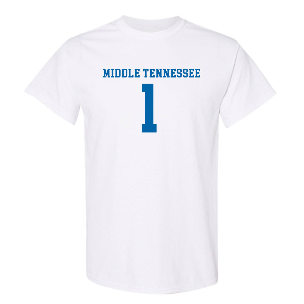 MTSU - NCAA Women's Soccer : Calais Butts - White Replica Shersey Short Sleeve T-Shirt