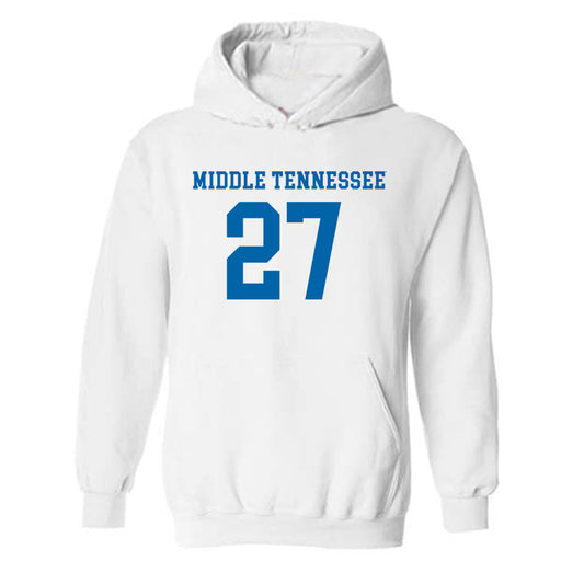 MTSU - NCAA Women's Soccer : Idun Kvaale - White Replica Shersey Hooded Sweatshirt