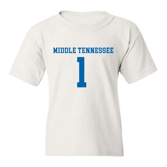 MTSU - NCAA Women's Soccer : Calais Butts - White Replica Shersey Youth T-Shirt