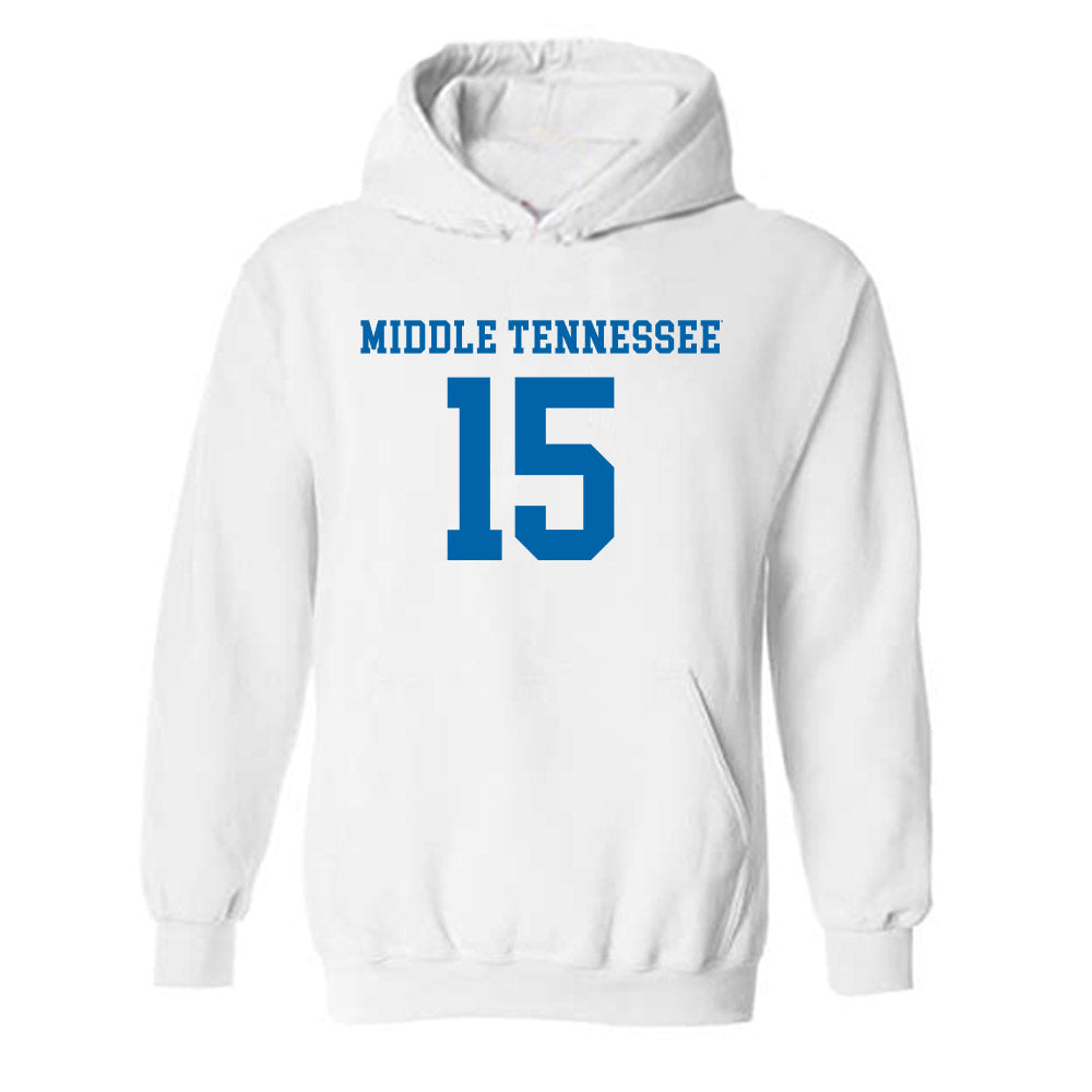 MTSU - NCAA Women's Soccer : Olivia Ouzounidis - White Replica Shersey Hooded Sweatshirt