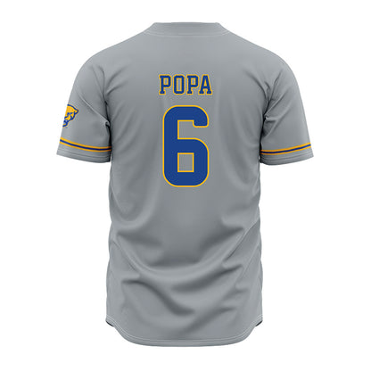 Pittsburgh - NCAA Baseball : Dom Popa - Baseball Jersey Grey