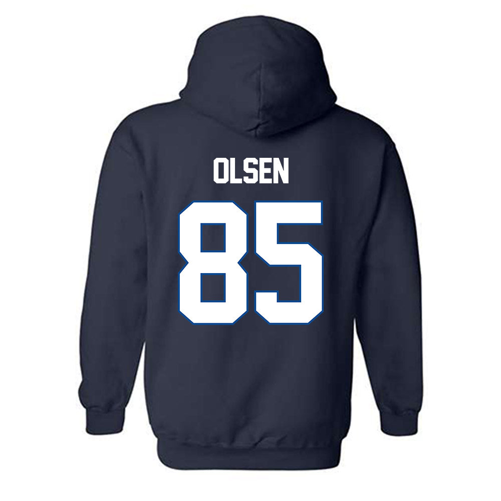 BYU - NCAA Football : Anthony Olsen - Navy Classic Shersey Hooded Sweatshirt