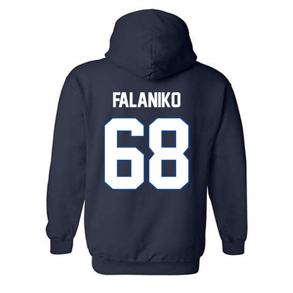 BYU - NCAA Football : Peter Falaniko - Navy Classic Shersey Hooded Sweatshirt